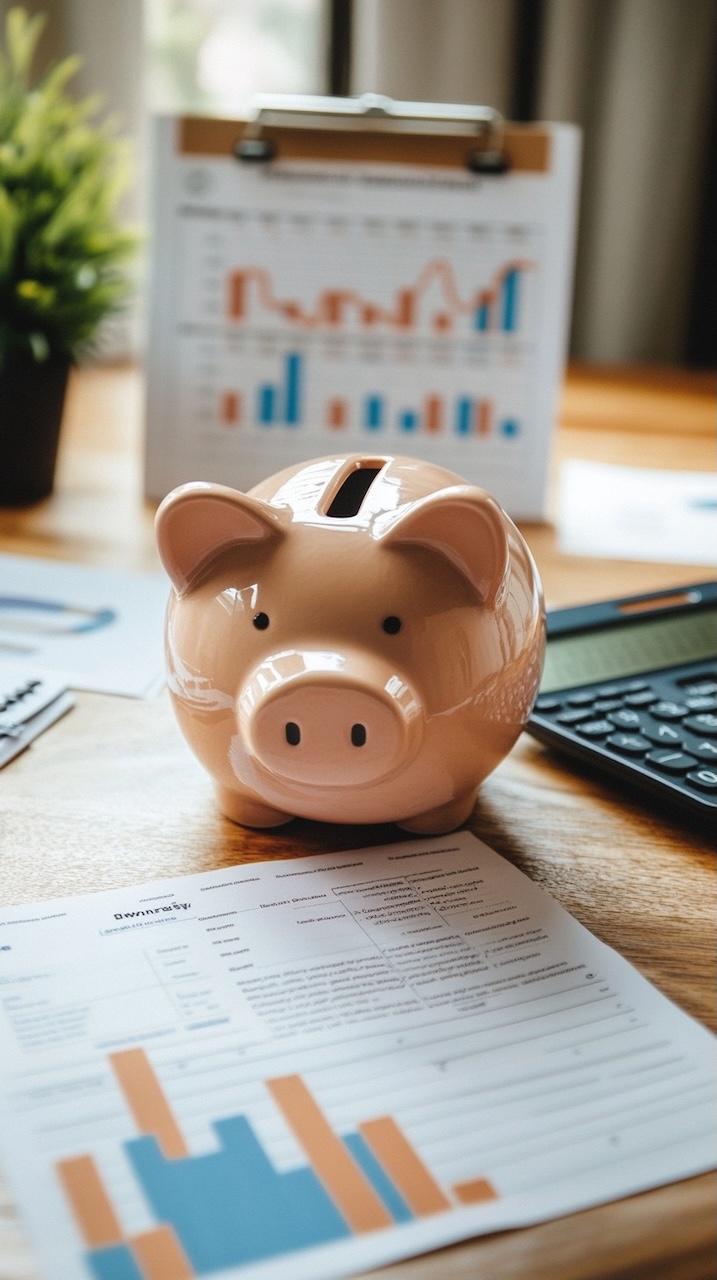 Financial planning documents and a savings bank